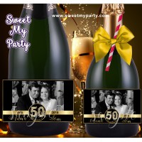 50th Anniversary Champagne labels with photo, Anniversary Champagne Bottle labels,(2aa)